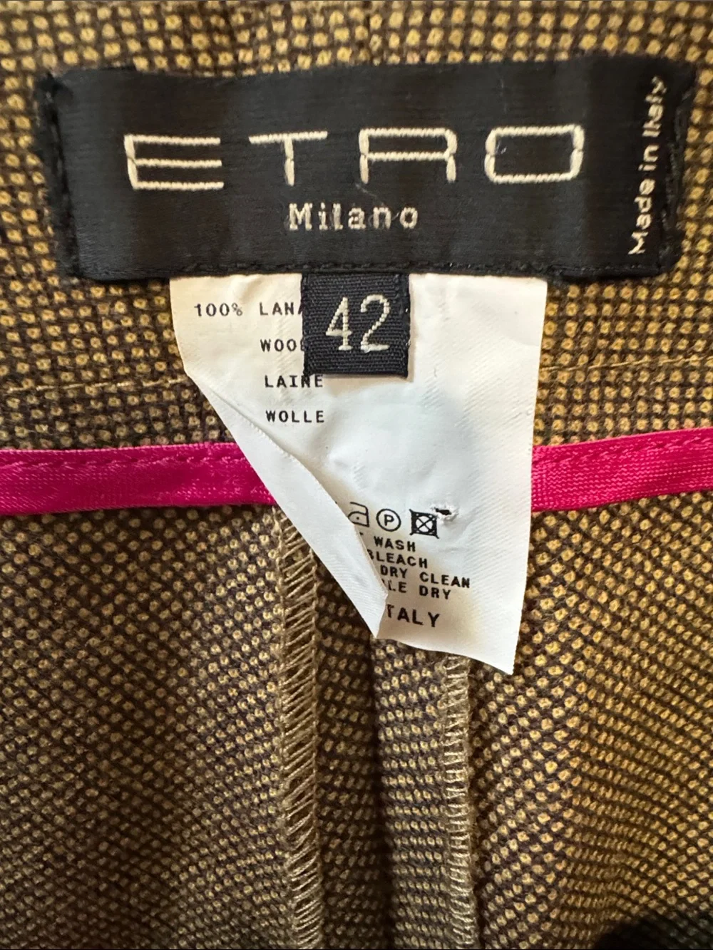 Etro Olive Green Straight-Leg Dress Pants - Picture 2 of 3